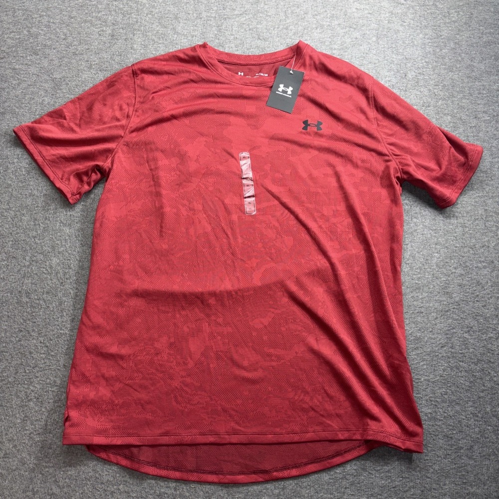 Under Armour Men's Athletic Shirt Red‎ Size Xl Loose Short Sleeve